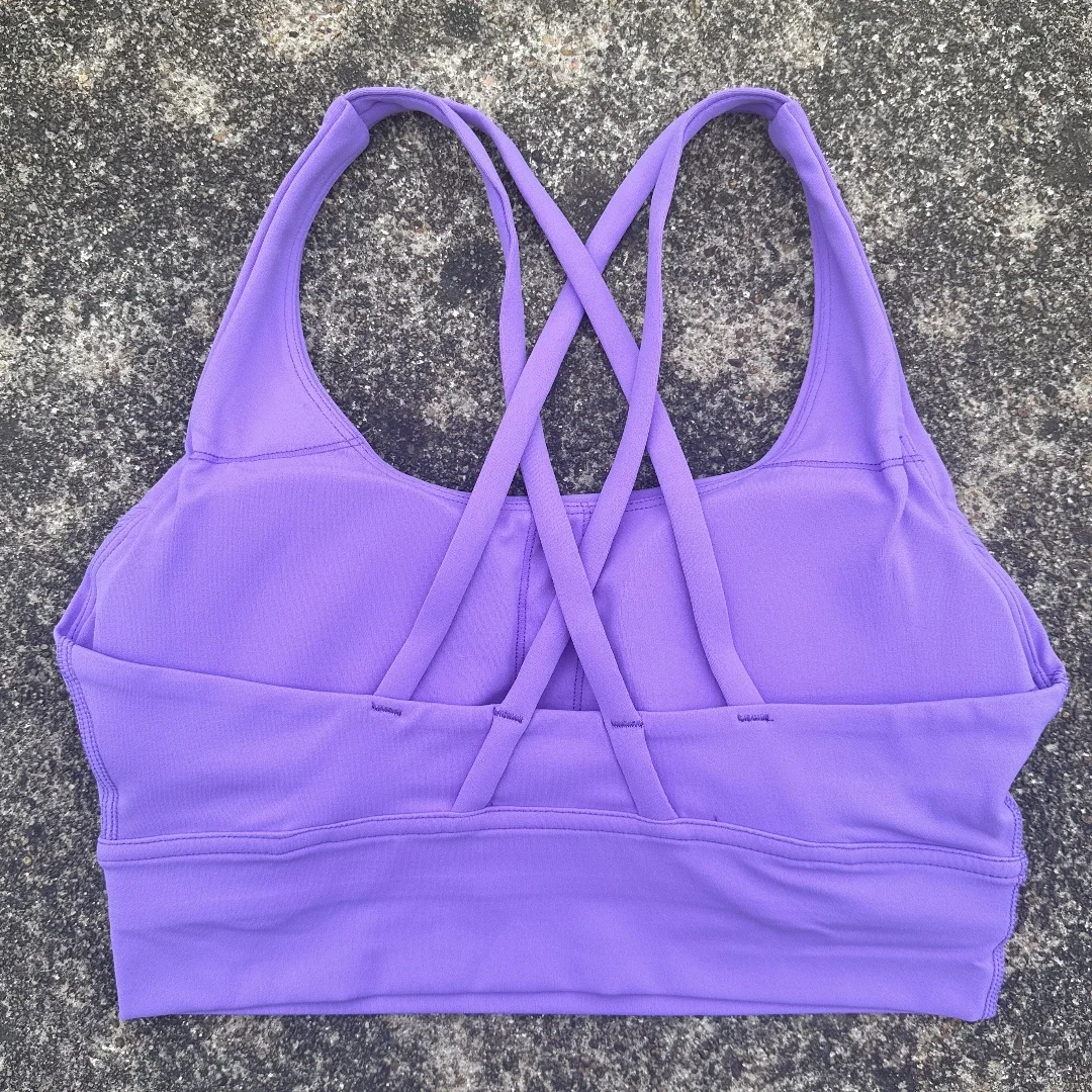 Effen kleur Zachte gekruiste rug Dames Fitness BH Panty Yoga Vest Hoge sterkte Schokbestendig Gym Sport Top Push Up met borstkussen