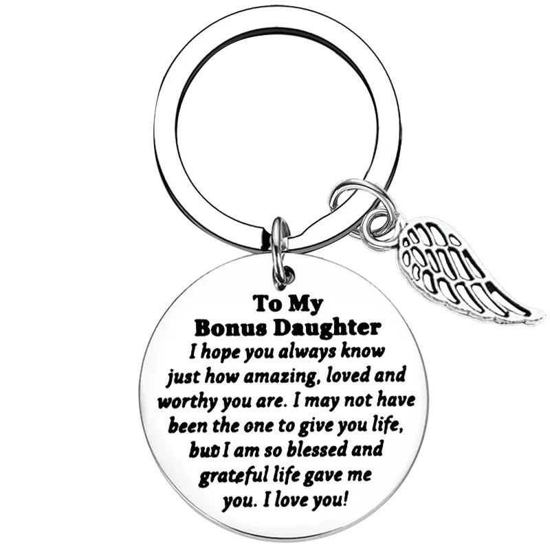 Metal Bonus Daughter Gift Keychain Stepdaughter Gift Key Chain Pendant Unbiological Daughter Gift