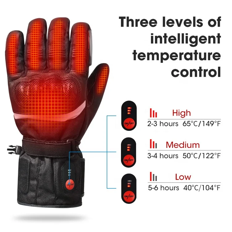 Motorcycle heating gloves full goatskin battery electric winter black motor outdoor sports gloves S28C