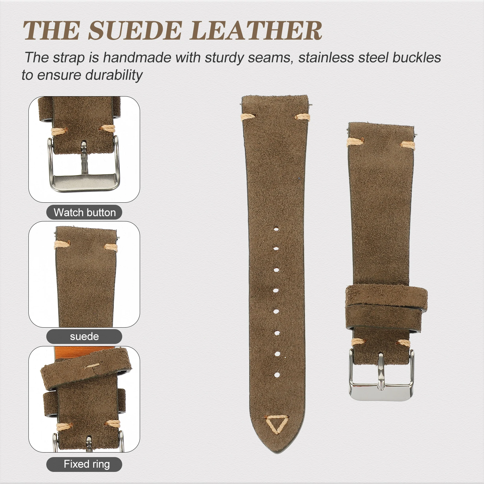 

Adjustable Cowhide Watch Strap For Men Retro Style Comfortable Skin-Friendly Replacement Gift Wristwatch Accessory Watch Band