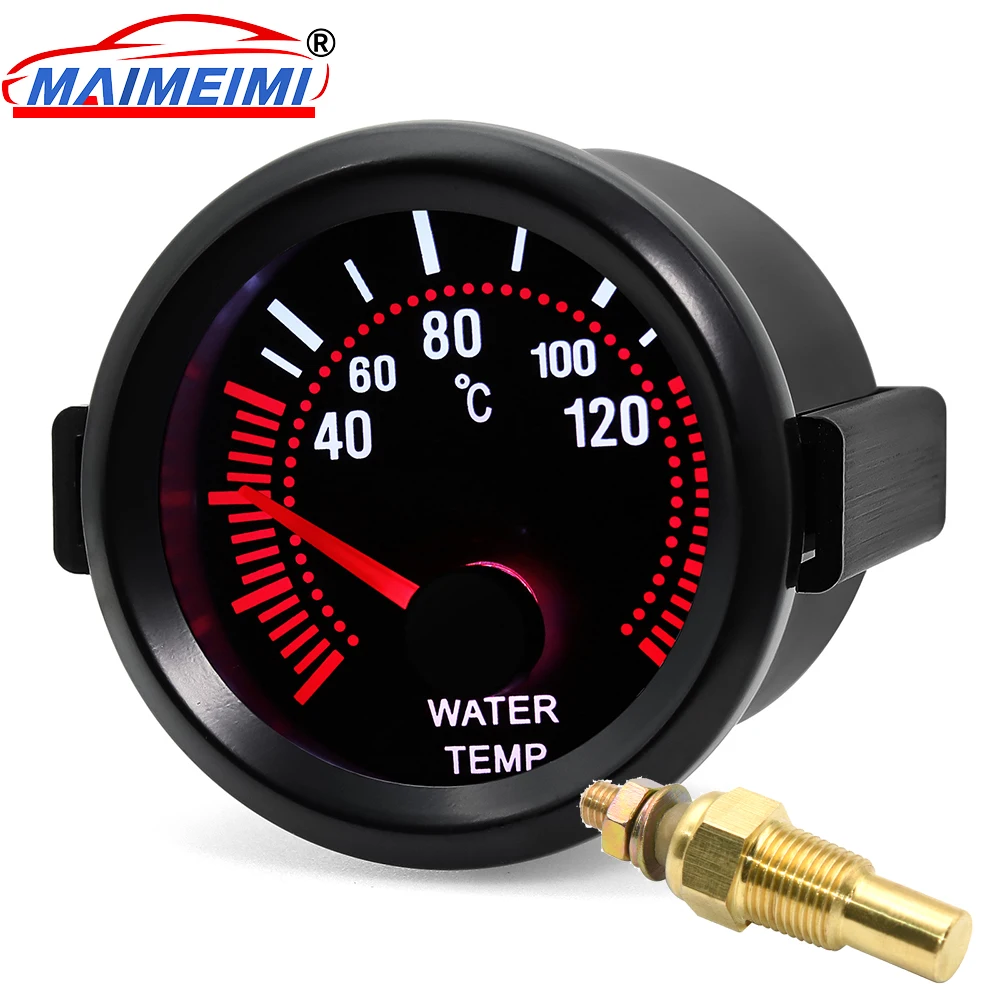 Medidor de temperatura del agua del coche de 52 mm 40 ~ 120 ℃   Con sensor de temperatura del agua Instrumento puntero digital con retroiluminación blanca