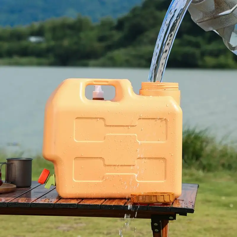 

Water Tank For Camping Leak-Proof With Cleaning Brush Large Camping Gear Water Dispenser With Spigot For Outdoor Hiking Picnic