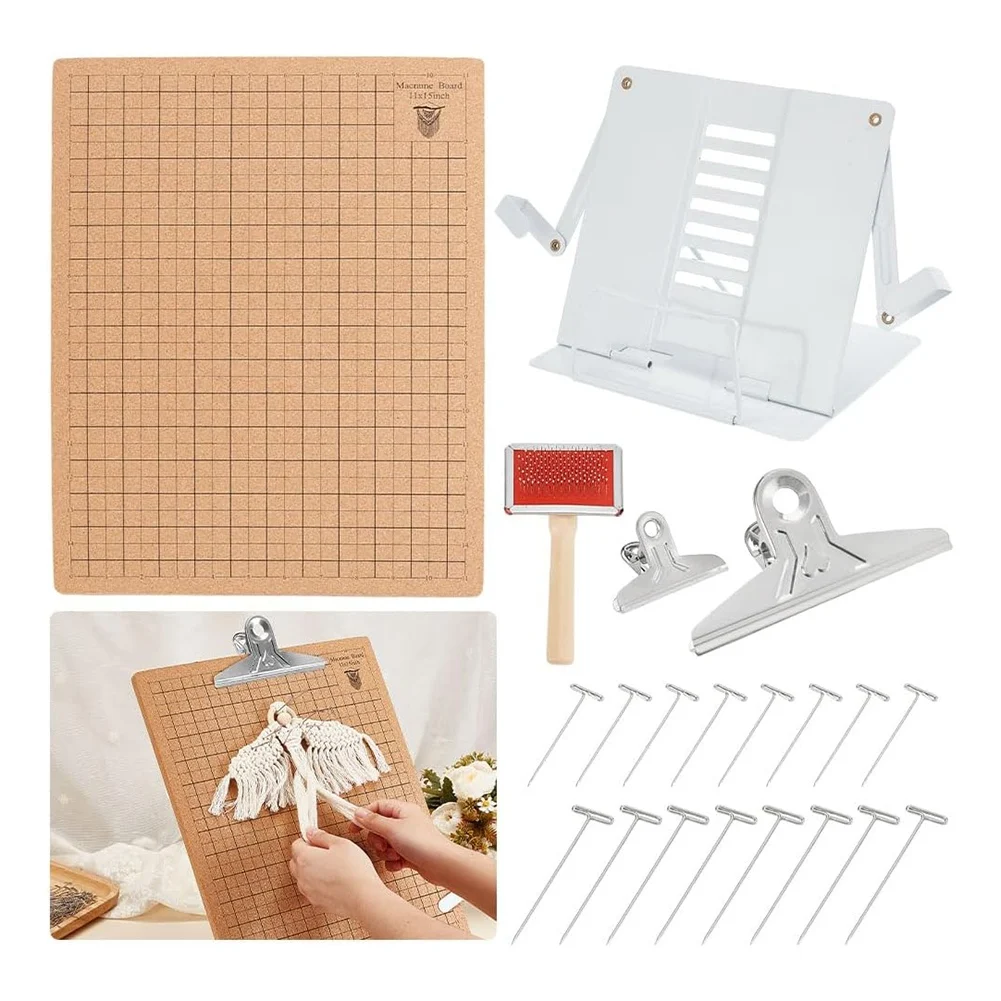 H-W Macrame Board Set, Macrame Board and Metal Adjustable Stand, Macrame Supplies Double Sided Grid Macrame Project Board
