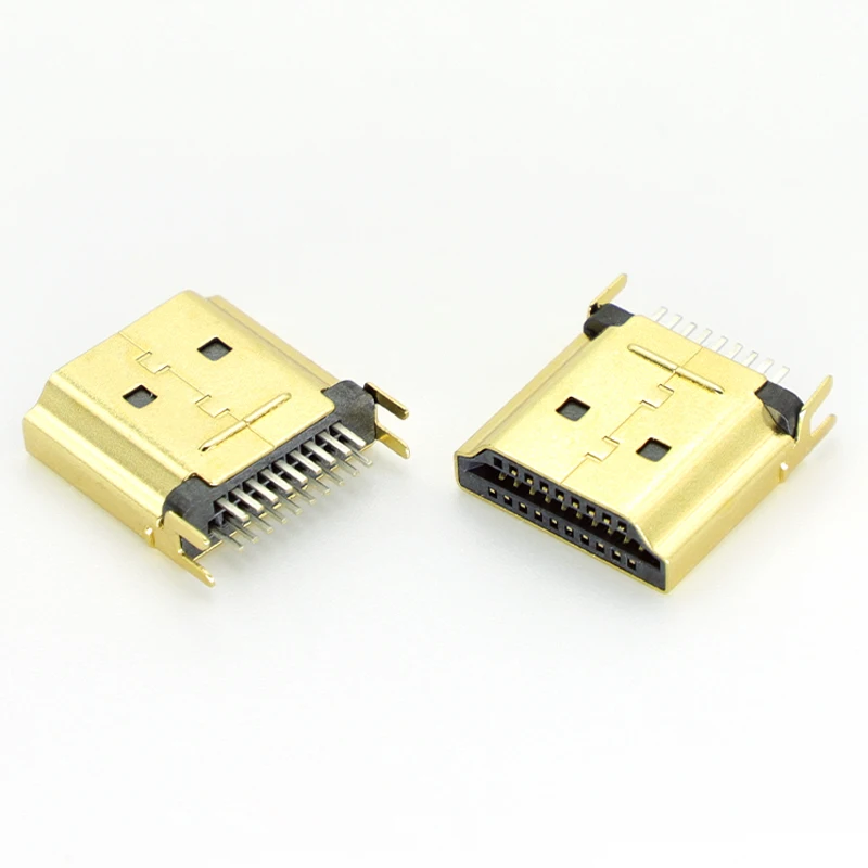 5/10pcs Hdmi Male Jack/Plug Connector 19pin 19p Gold-Plated Hd 2 Row Pins 19Pin 1.6MM Spacing for HD Equipment Socket