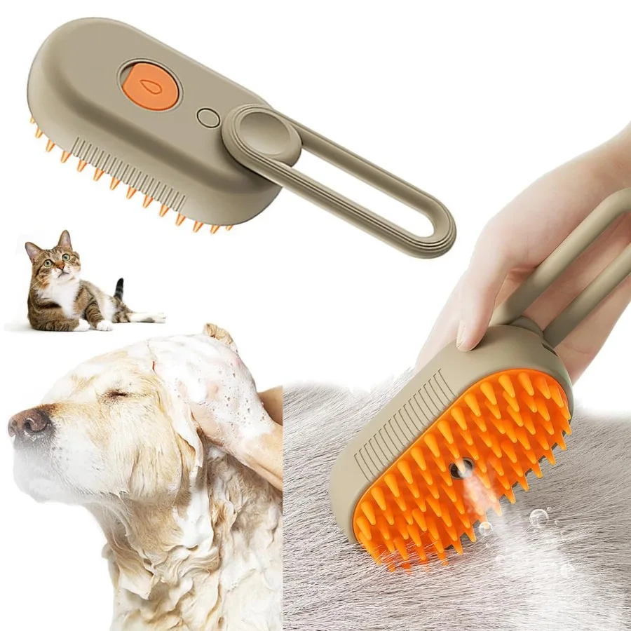 

3 in 1 Cat Steamer Brush Electric Steamy Dog Brush Anti-splashing Pet Grooming Comb with Steam Spray Massage Hair Removal Comb