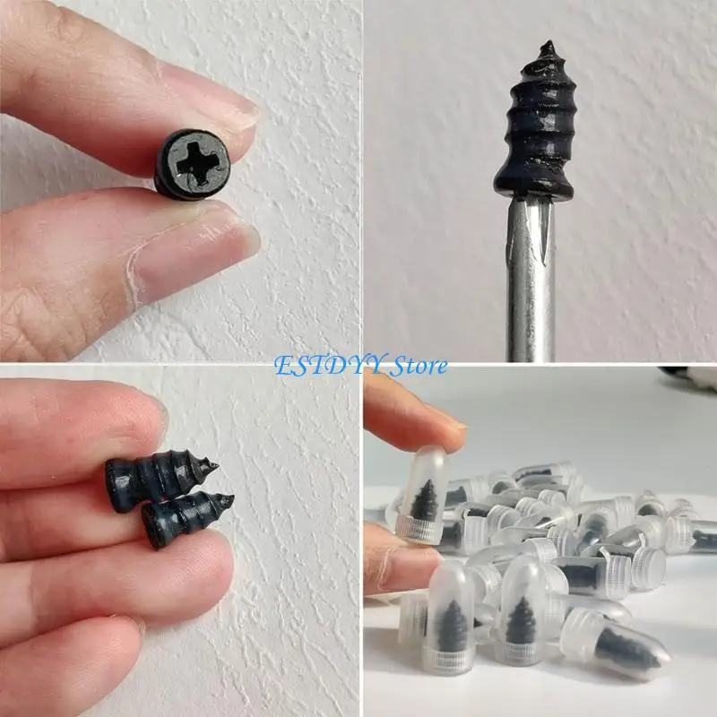 

G6DE 10 Pcs Auto Vacuum Tire Repair Rubber Nails Fast Tool Self-Service Tire Repair Nails Tire Repair Rubber Screws Durable
