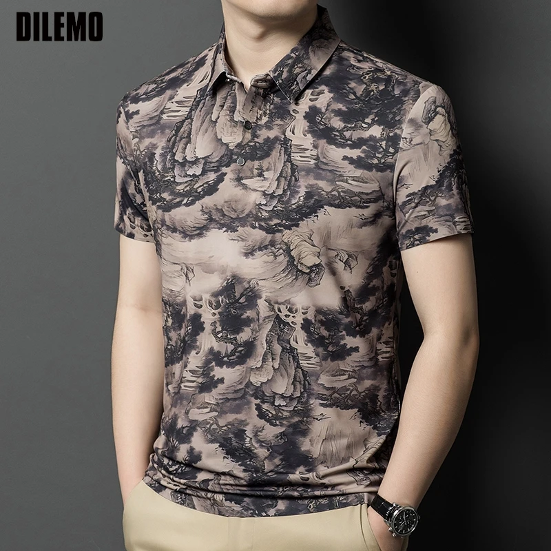 

Top Grade Luxury New Summer Polo Shirt Men Designer Brand Neck Short Sleeve Floral Casual Tops Fashions Men Clothes 2025