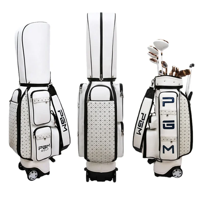 

Pgm Retractable Golf Aviation Bag Portable Pu Leather Golf Standard Bag Golf Large Capacity Travel Package With Wheels new