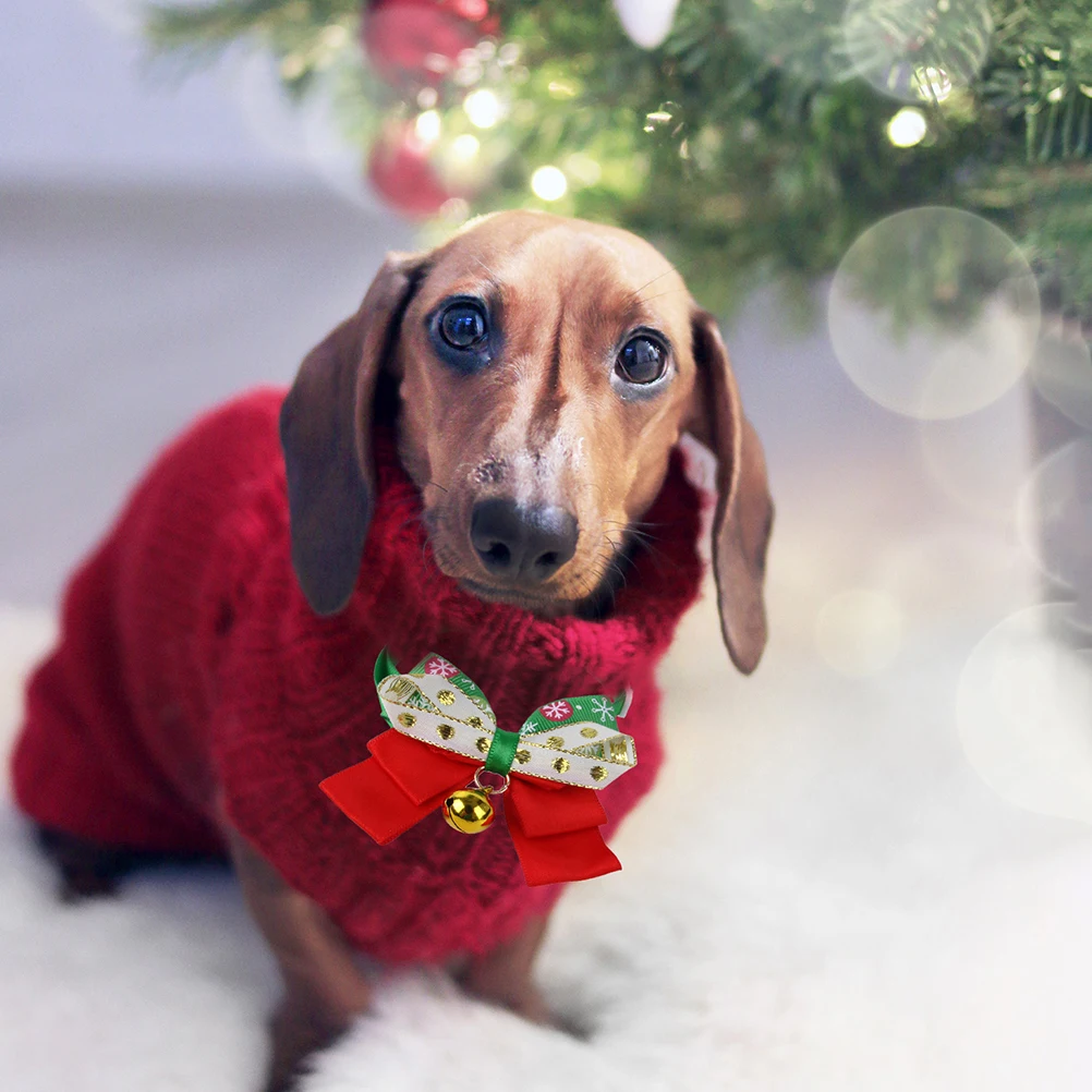 

Pet Tie Christmas Collar Cute Cat Dog Adjustable Bowknot Bell Decorative Kitten Puppy Neck Adorable Holiday Fashionable