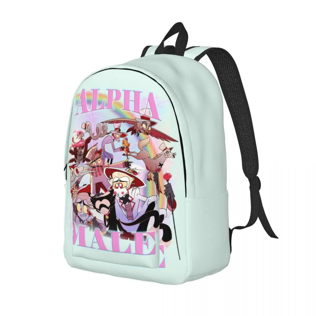 Vintage Alpha Male Teenage Backpack Lightweight Student Hiking Travel Hazbin Hotels Comdy Daypack Laptop Computer Canvas Bags