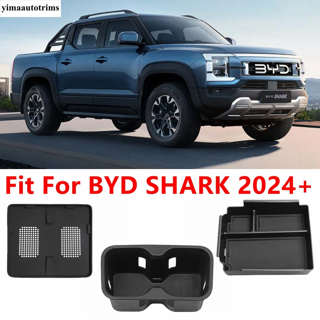 

For BYD SHARK 2024 2025 Water Cup Holder Wireless Charging Silicone Pad Interior Anti Slip Dustproof Pad Storage Box Accessories