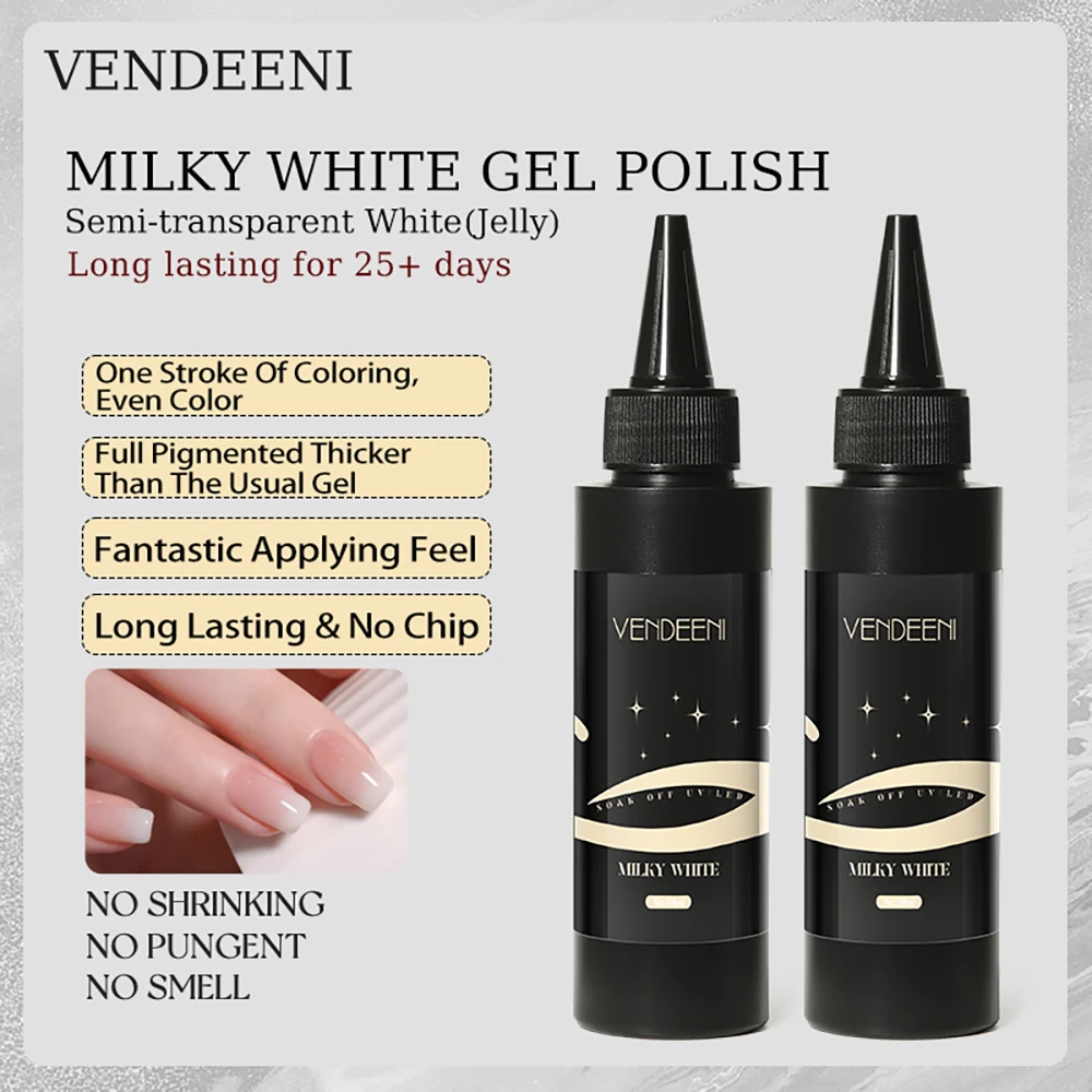 Vendeeni Large Capacity Functional Top/Base Coat Gel Chrome Build Extension Gel Nail Polish Black White Varnish TPO/HEMA FREE