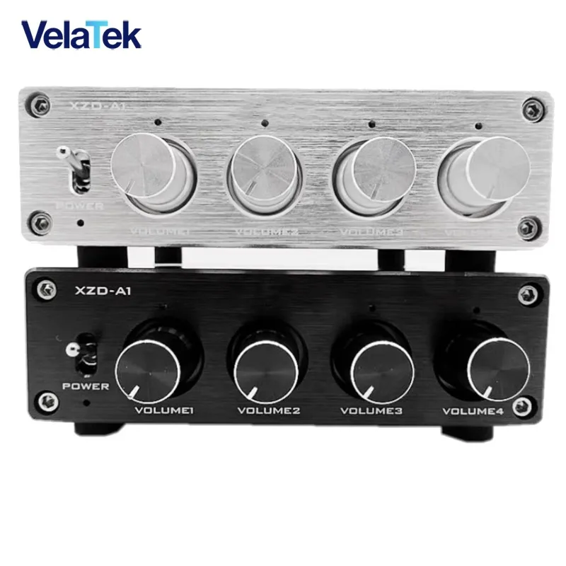 Excellent HIFI Lossless 1 Input 4 Output RCA HUB, Audio Distributor Source Switcher With Volume Control for Amplifier