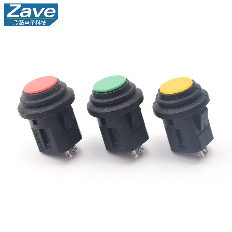 14mm Round Head Integrated Waterproof Snap-in Push Button Switch, Self-Reset/Latching, Normally Open (Make on Push) PBS-1405
