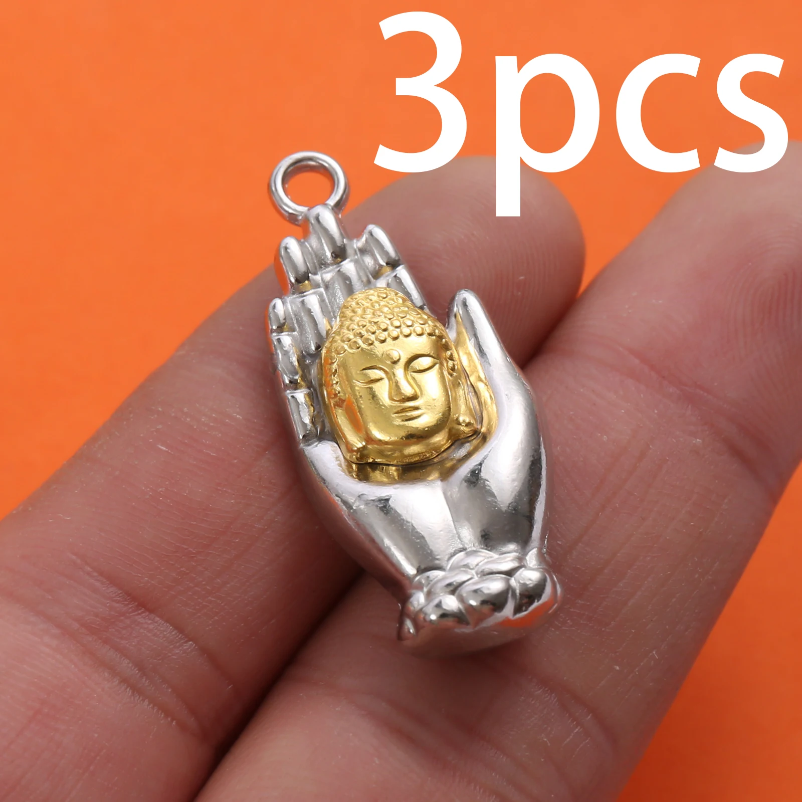 3-Piece Set of Chinese-Style Calming Handmade Accessories, Three-Dimensional Palm Print Figurines in Two Colors, Suitable for DIY Bracelets, Necklaces, and Earrings, Basic DIY Materials for Chinese-Style Jewelry