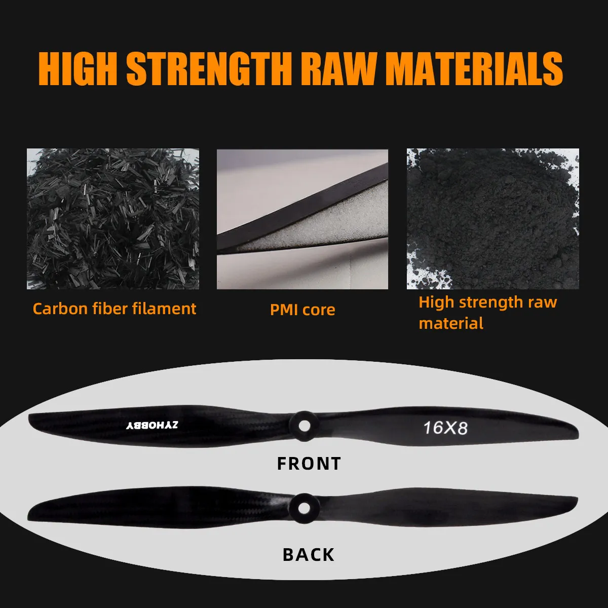 ZYHOBBY Super Strong Carbon Fiber 1 pcs Electric Propeller Prop For RC Fixed Wing Gas Plane 16*8/23*8