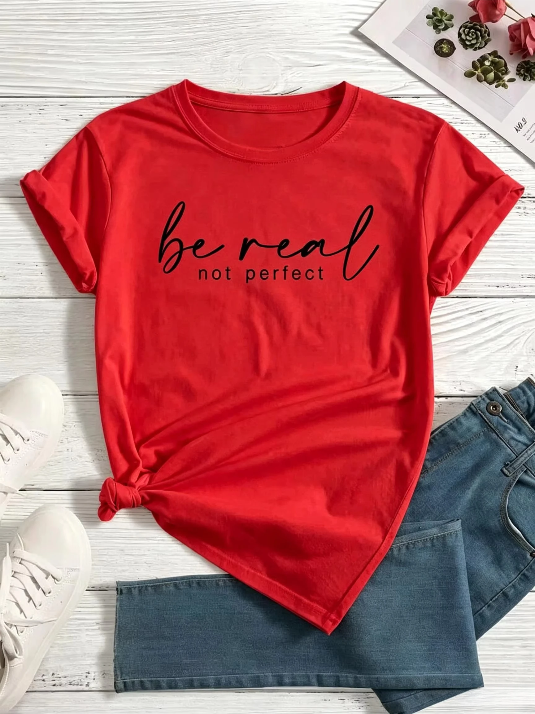 Fashion New Arrival Women Inspirational Slogan Tee 