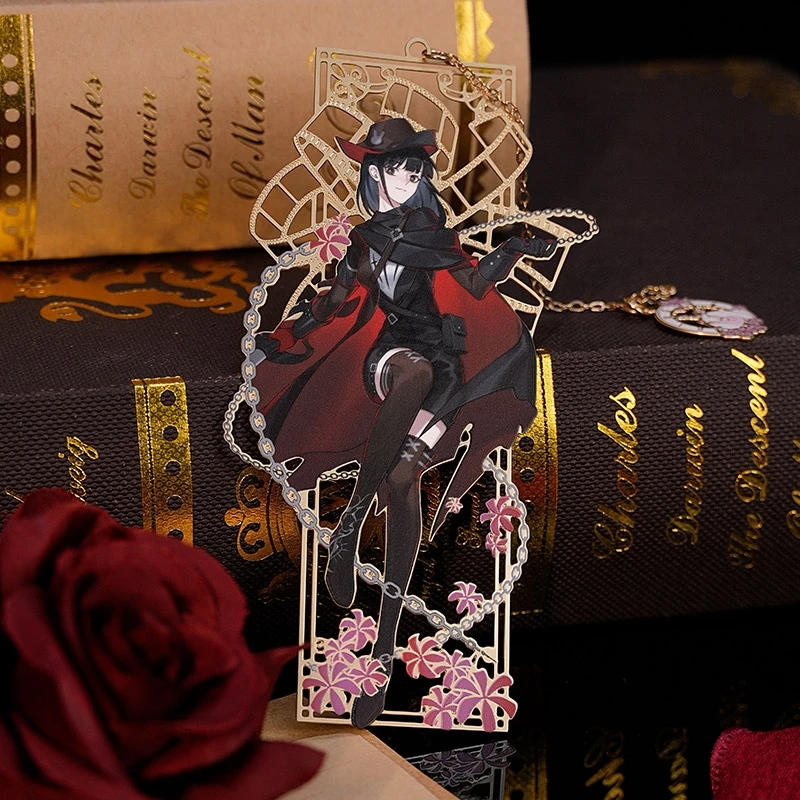 علامة مرجعية معدنية أنيمي مع ساعة بلا نوم لأمبيطوس ، صندوق أعمى ، نقر على الرابط ، لوكاس ويليام جو كوسبلاي ، إشارة مرجعية