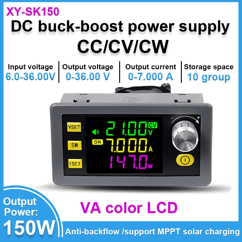 SK150 CNC Buck Boost DC Adjustable Voltage Regulator 0-36V 7A/150W Constant Voltage Constant Current MPPT Solar Charging Module