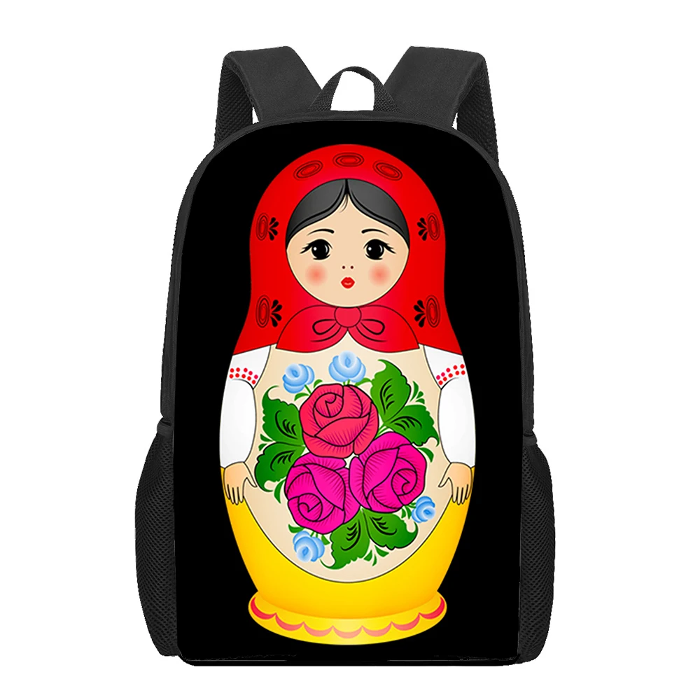 Boneka lucu Rusia Matryoshka Print ransel anak-anak tas sekolah anak laki-laki perempuan remaja tas buku siswa lucu ransel sehari-hari