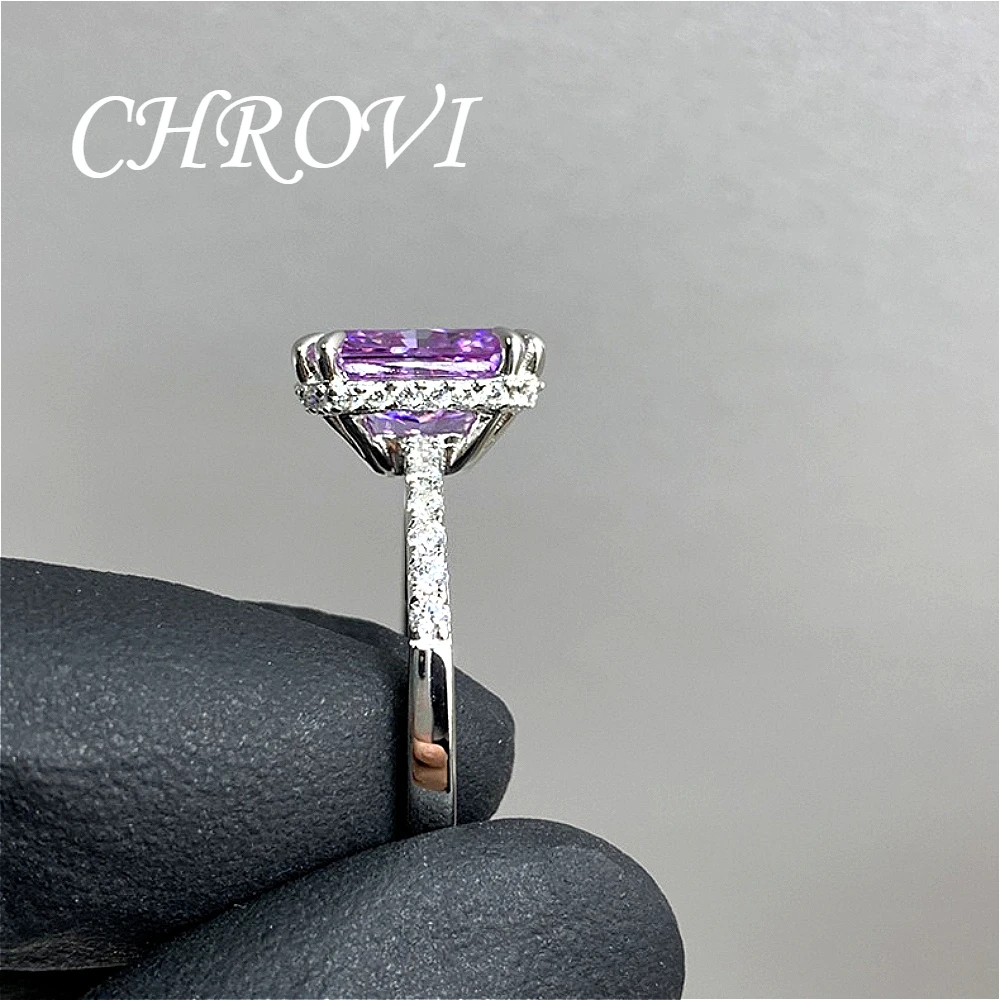 Luxuriöser 925 Funkelnder Eisflocken-Lithium-Eisen-Zirkon Offener Ring für Damen - Prinzessinnenförmiger Modischer Ring – Detail 8