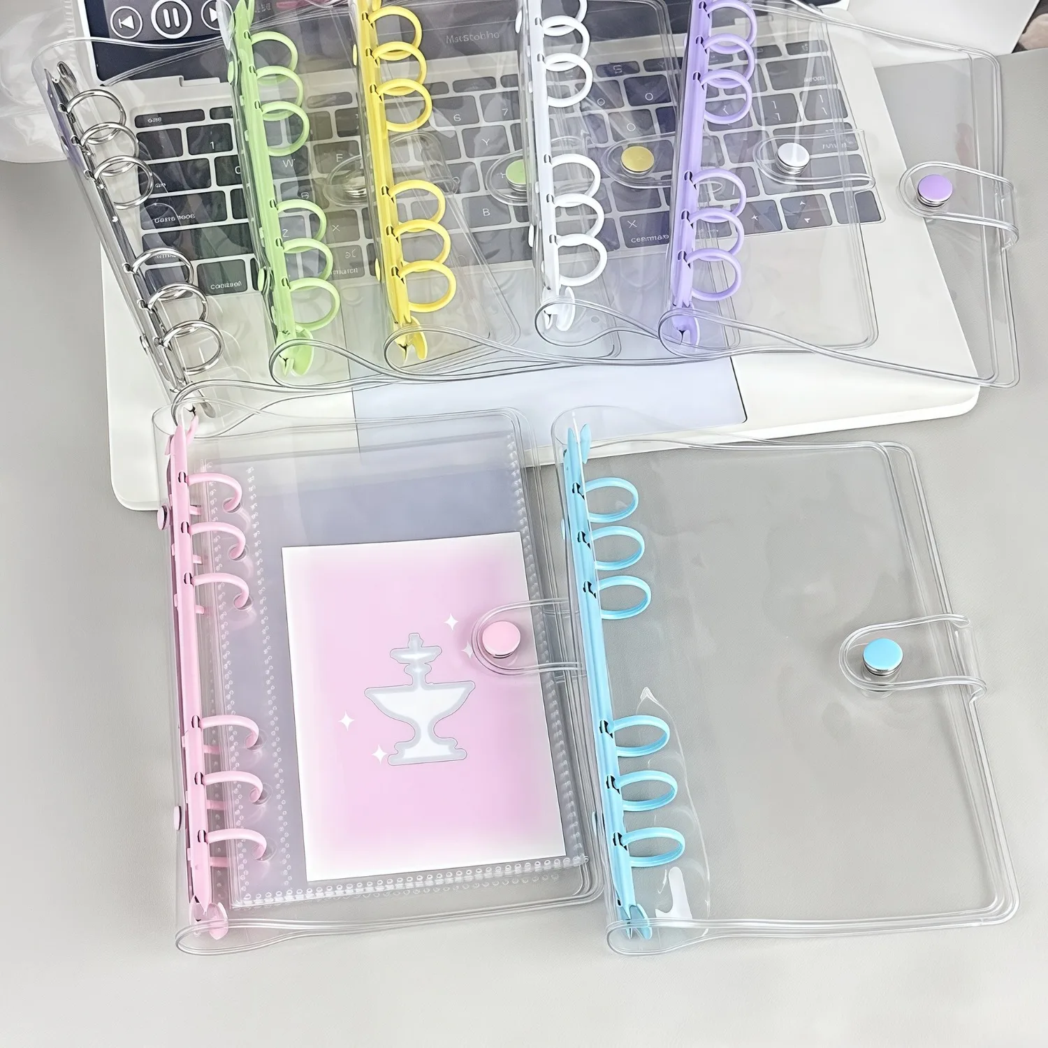 A6 Ring Binder Photo Album Soft PVC Clear Cover Scrapbook Planner with 6-Rings for Pictures Journaling Memory Book Storage
