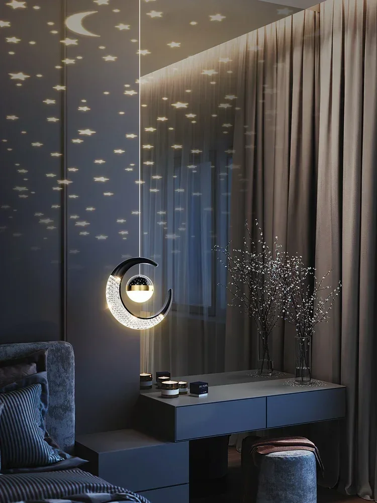 

Bedroom bedside small chandelier light luxury modern simple TV background wall light creative personality starry