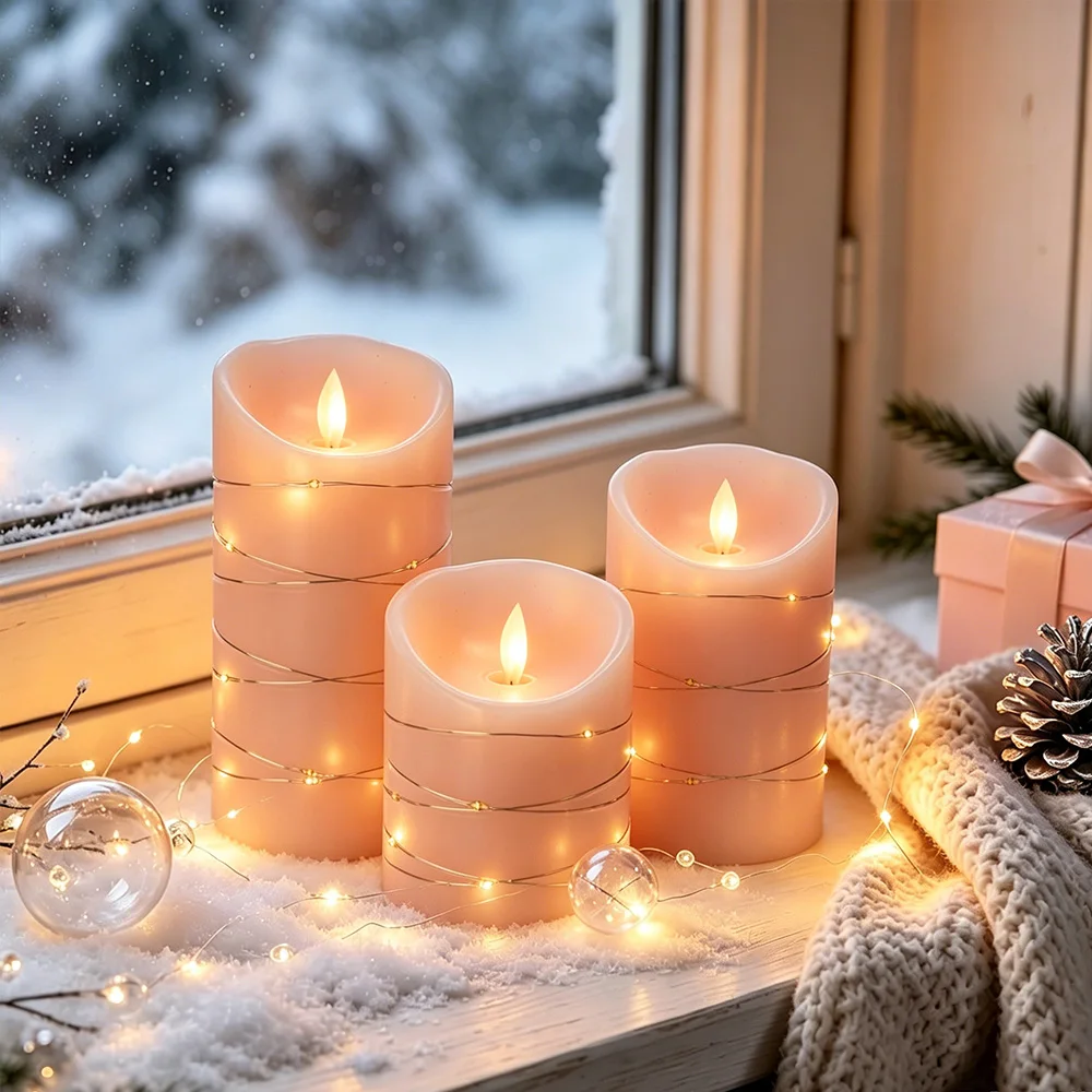 Flickering Flameless Candles with Battery Operated Remote Control,Velas Artificiales para Decoracion Candels,Realistic LED Candles with Timer Real Wax Pillar Candles for Wedding