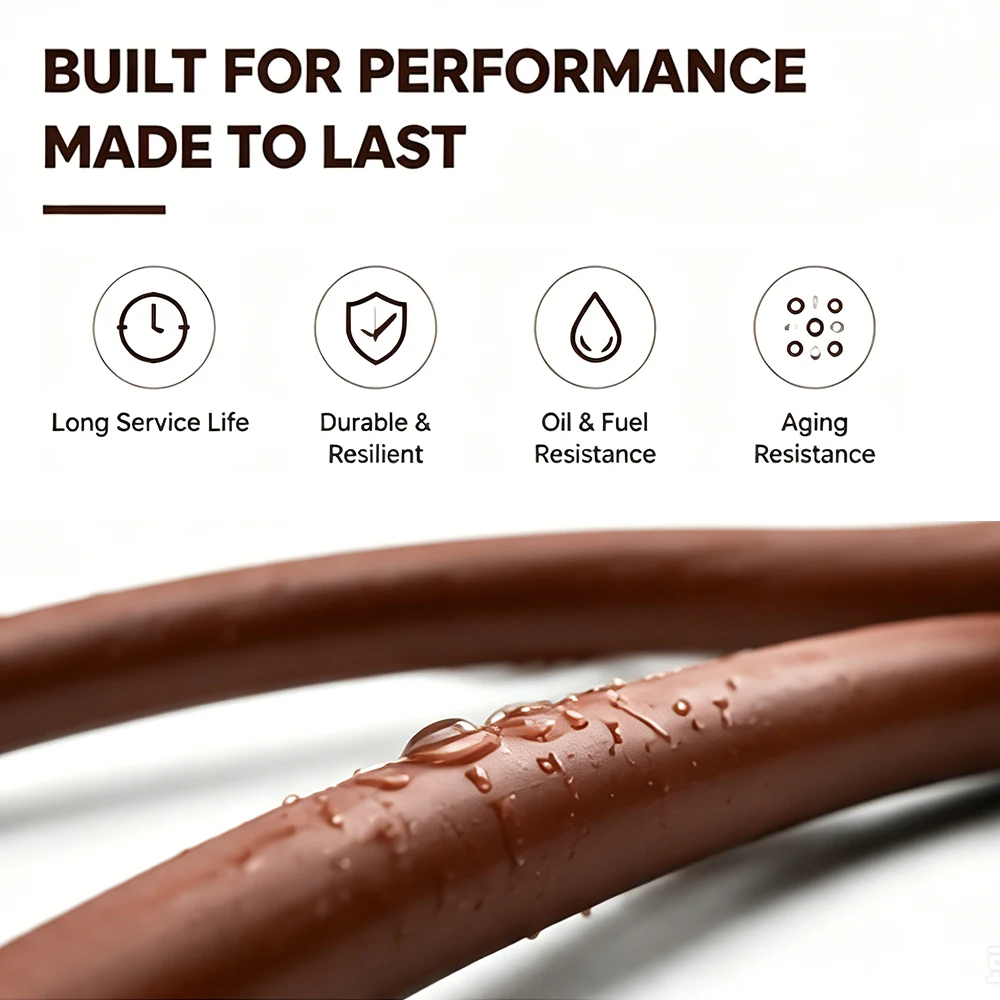 5M/10/20M FKM Vitons Sealing Strip Brown Solid Round Rubber Cord OD1.5-8mm Heat Oil Resistant Machinery Fluoro Seal Rope