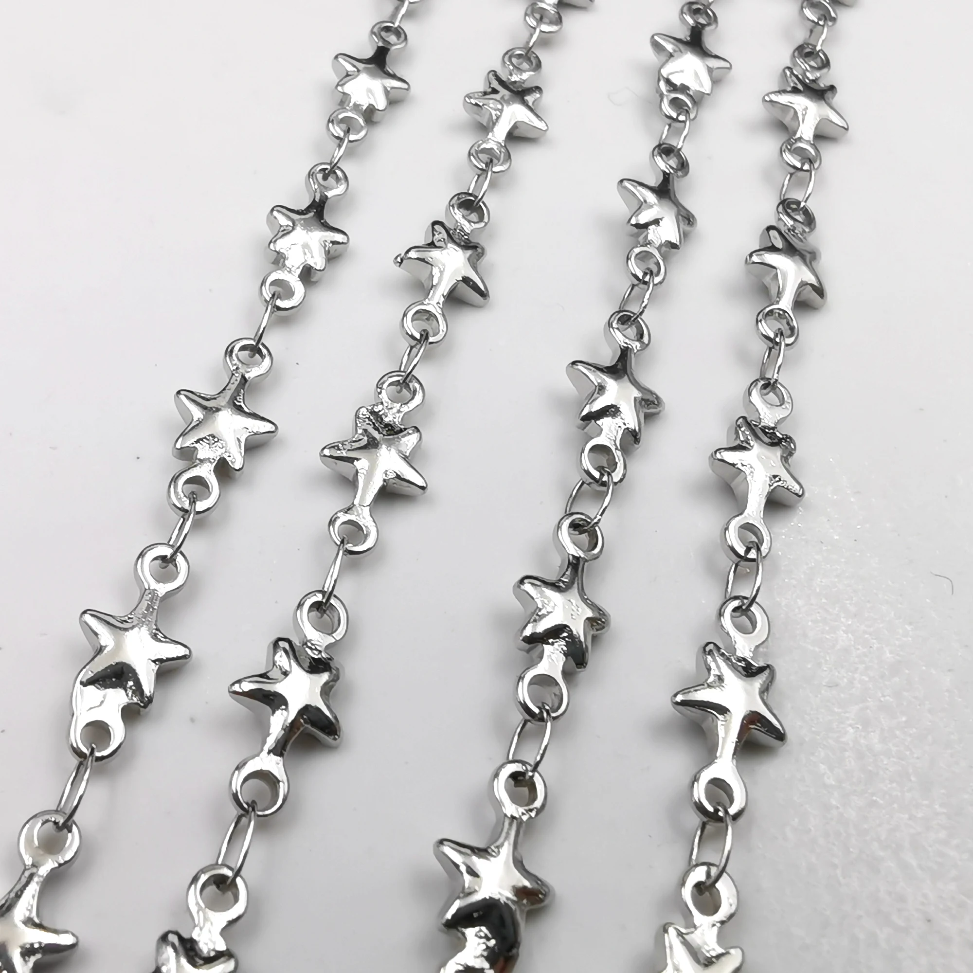 

5meter Lot Silver 5mm Stainless Steel Welded Star Link Chain Jewelry Findings Making DIY Bracelet Anklets