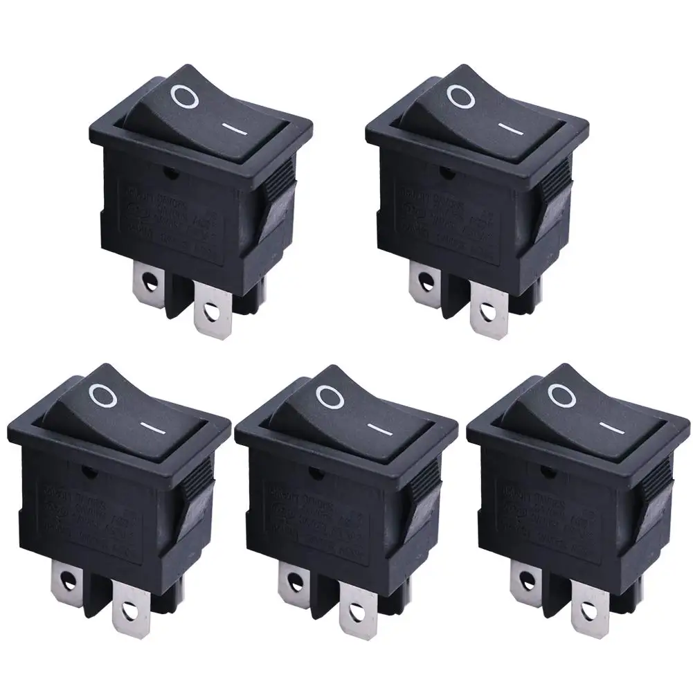 5PCS Mini Rocker Switch On Off 4 Pin 2 Position 10A 250V Black Boat Rocker Toggle Switch KCD1 SPST Snap-in Square Switches