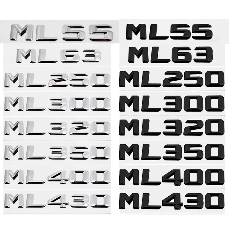 3D Car Sticker Letters Emblem Rear Trunk Badge Decal for Mercedes Benz Old Style ML55 ML63 ML250 ML300 ML320 ML350 ML400 ML430