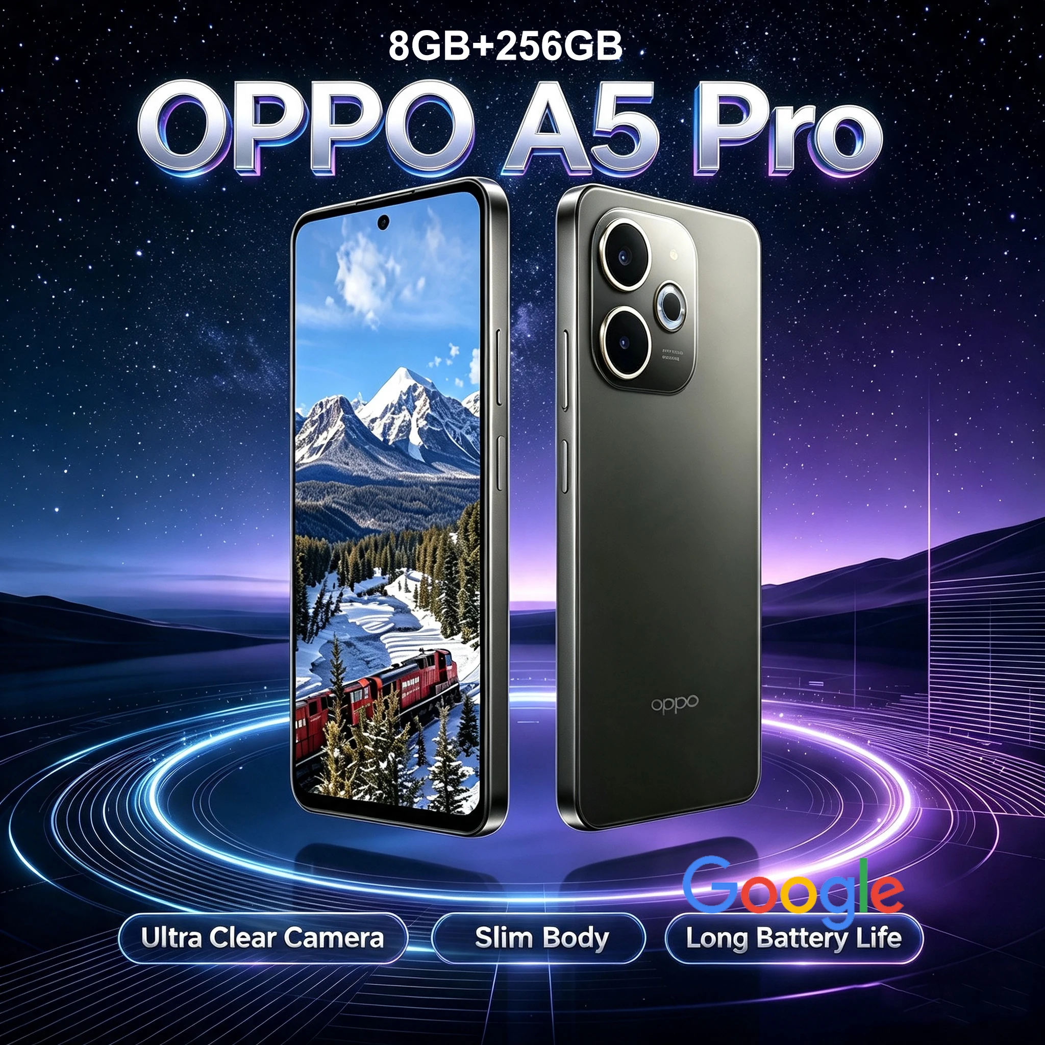 OPPO A5 Pro 5G Global ROM Mobile Phone 120Hz Display 5800mAh Battery 45W Fast Charge IP69K Waterproof 50MP Dual SIM