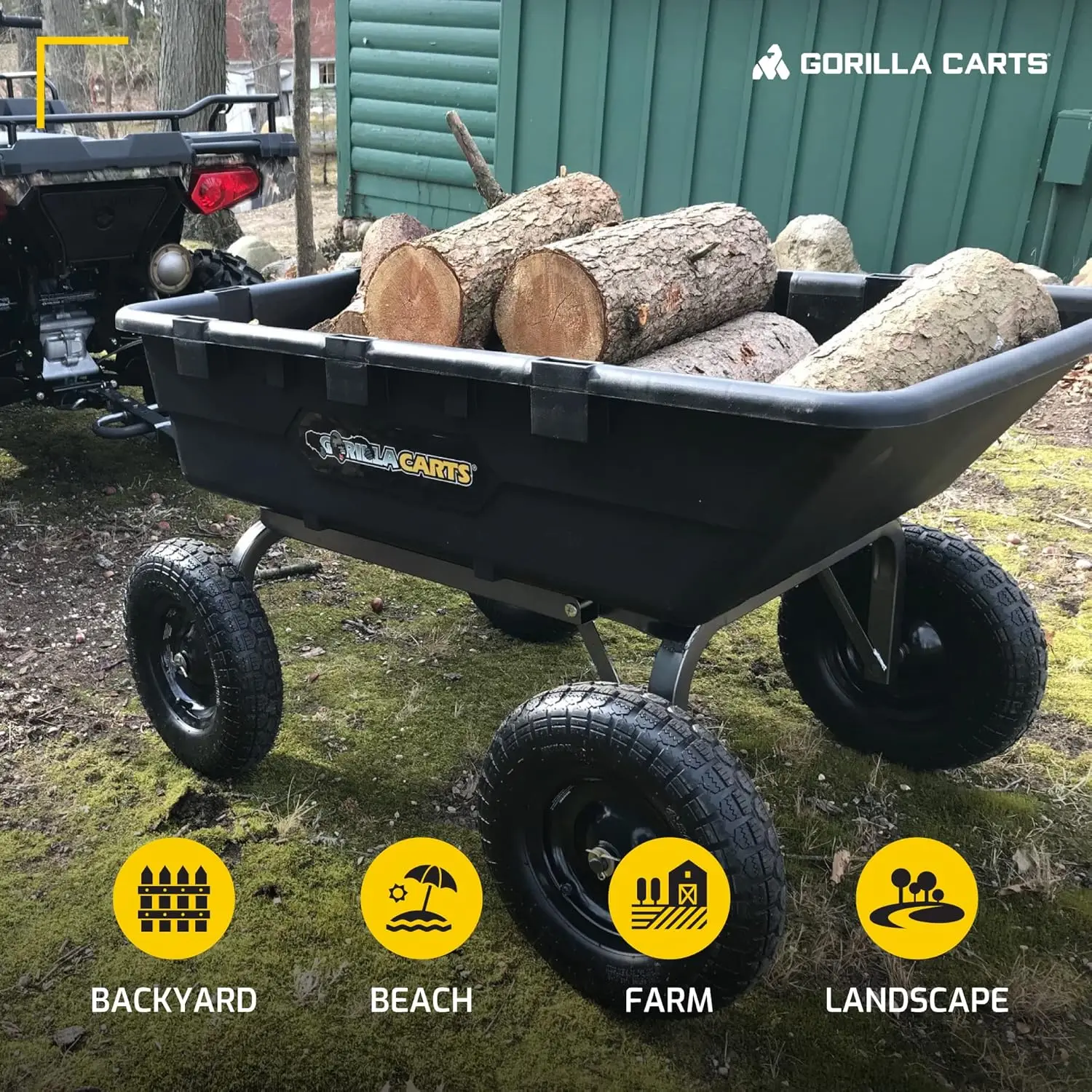 Heavy Duty Poly Yard Dump Cart Garden Wagon, Utility Wagon with Easy to Assemble Steel Frame, 1500 Pound Capacity