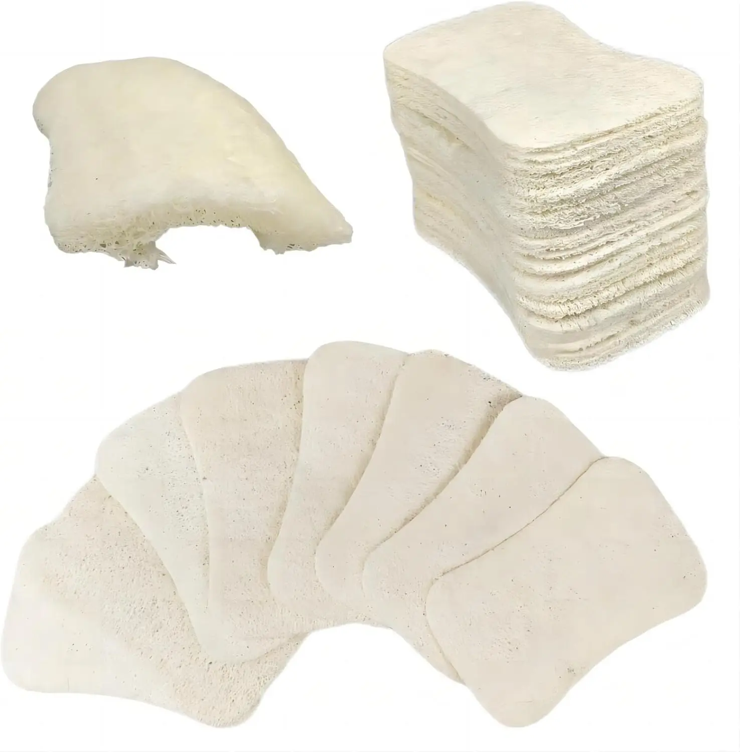 

50 Pack Natural Loofah Dish Sponge, Multipurpose Non-Scratch Luffa Kitchen Scrub Pad for Cleaning