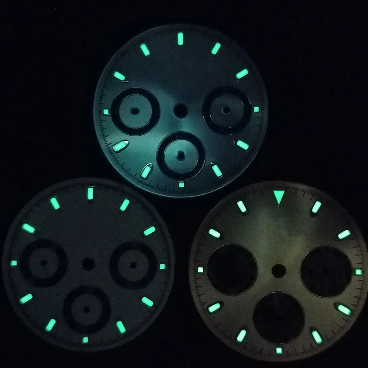 Replacement 28.5MM Watch Dial Green Luminous Dial for VK63 Quartz Movement Watches Modification Parts A