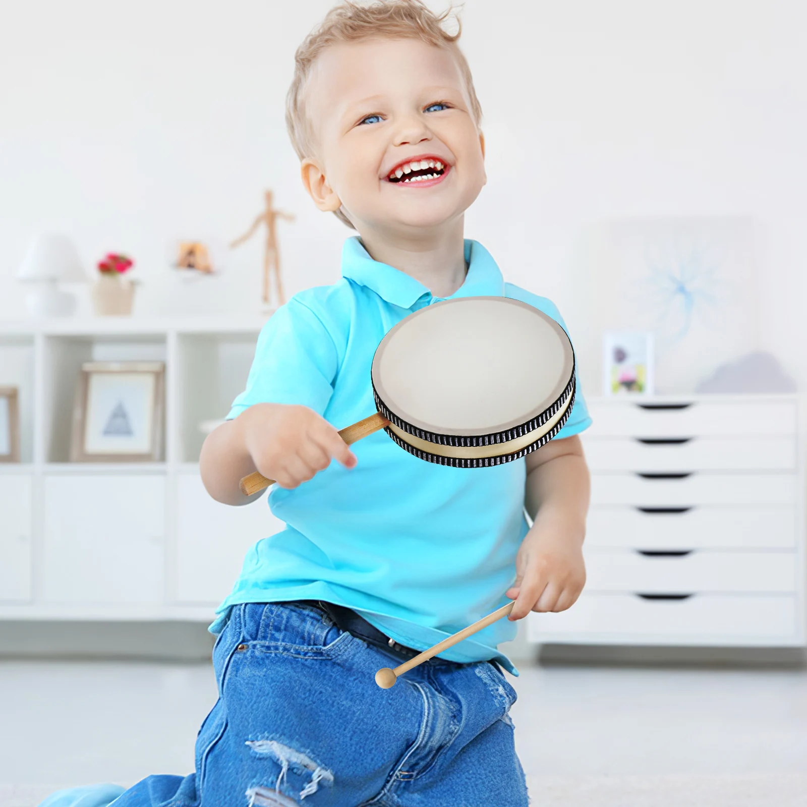 

Hand Drum Drums Beginner Kit Kids Musical Instruments Wooden Percussion Child