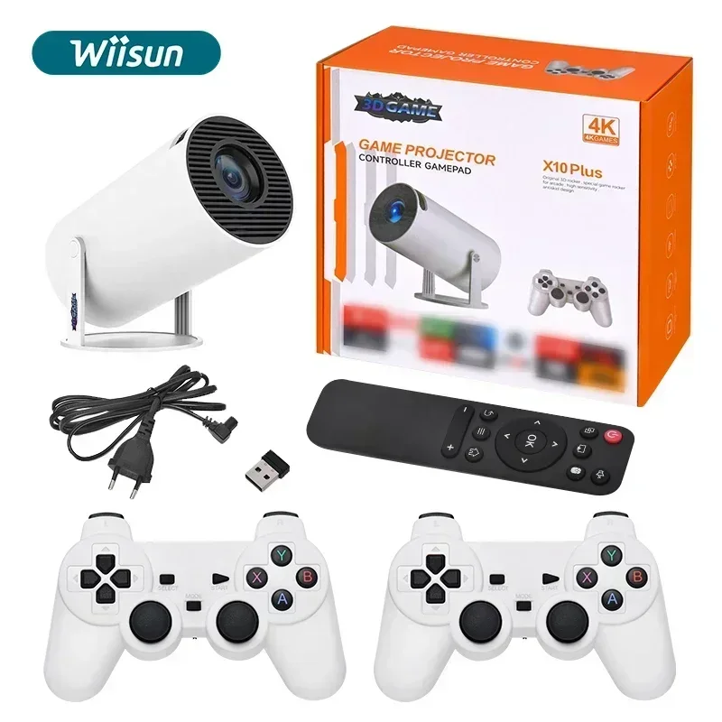 

J New Sales X10 Plus Portable Game Projector with 2.4G Wireless Controller video smart HD Output Projection gaming projector 4k