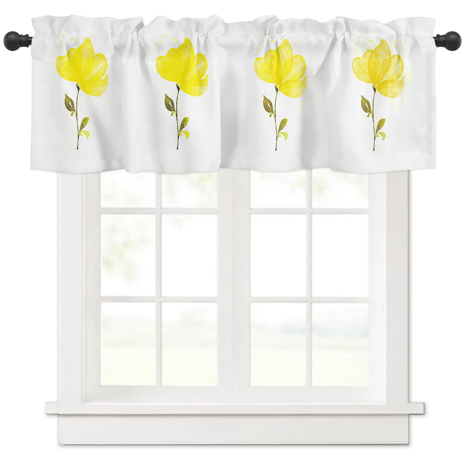 

ZEDLIYU Valances for Windows Kitchen Living Room Small Window Valance Watercolor Flower 1 Panel, 54 x 18 Inch