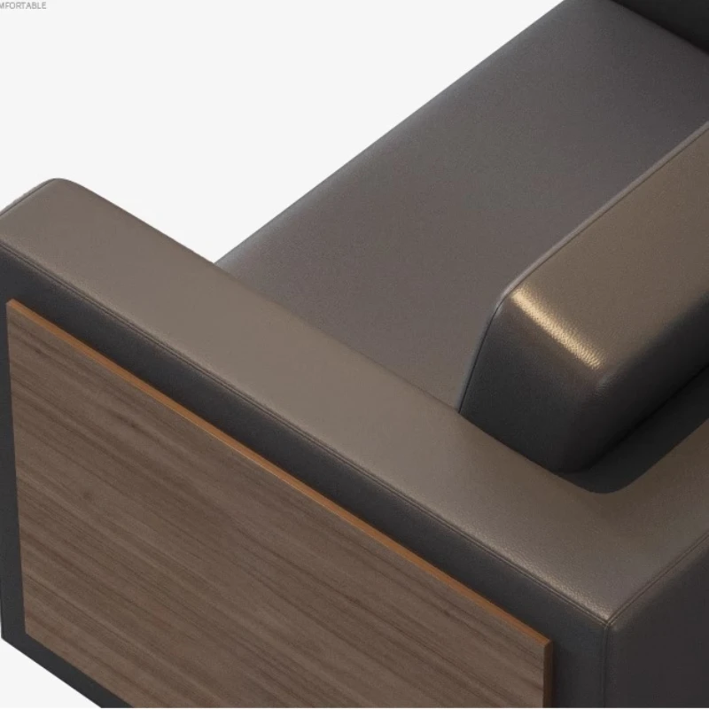 Wooden Cowhide Office Sofas Comfortable Elegant Simple Modern Office Sofa Useful Luxury Office Furniture Gado Mai Matasai XYOS
