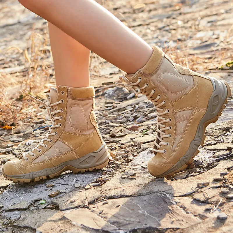 

36-46 Men Womens Combat Tactical Boots High Top Casual Outdoor Sports Desert Training Hiking Work Shoes Male Sneakers Ankle Boot