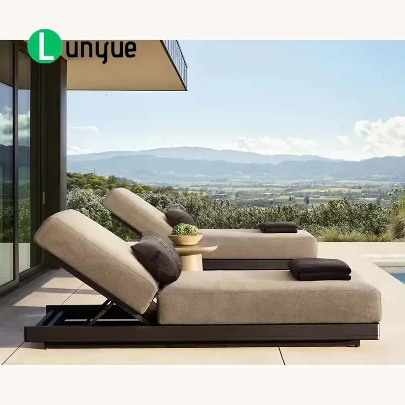 Custom Teak Outdoor Sun Lounger Sofa Bed for Courtyard Garden Hotel Beach Pool Durable Wood Patio Furniture Relaxing