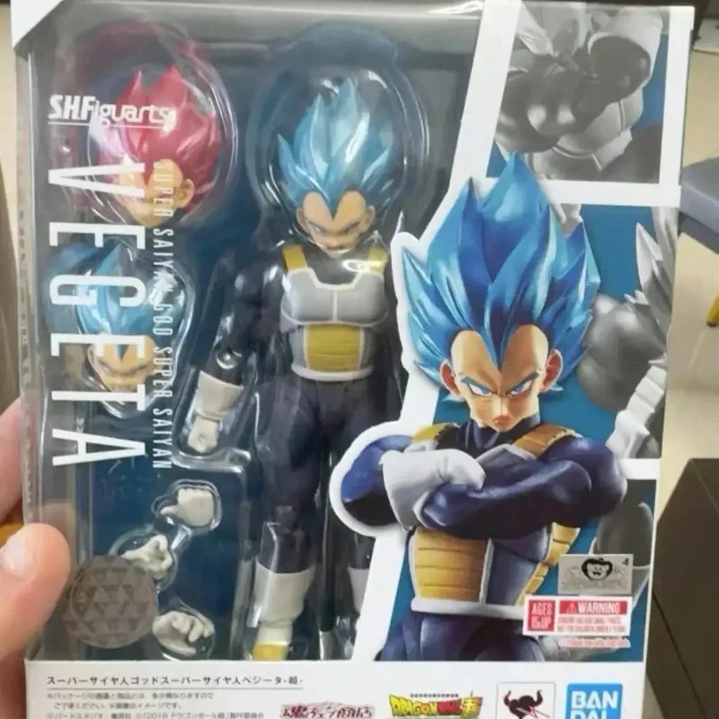 متوفر في المخزون الأصلي SH Figuarts SHF God Vegeta Beget Figura Pvc عمل نموذج لجسم لعبة أنيمي 1/12 هدية شعر أزرق أحمر #2