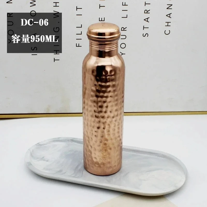 Handmade Pure Copper Water Bottle Portable Leak‑proof Travel Mug for Yoga Outdoor Sports