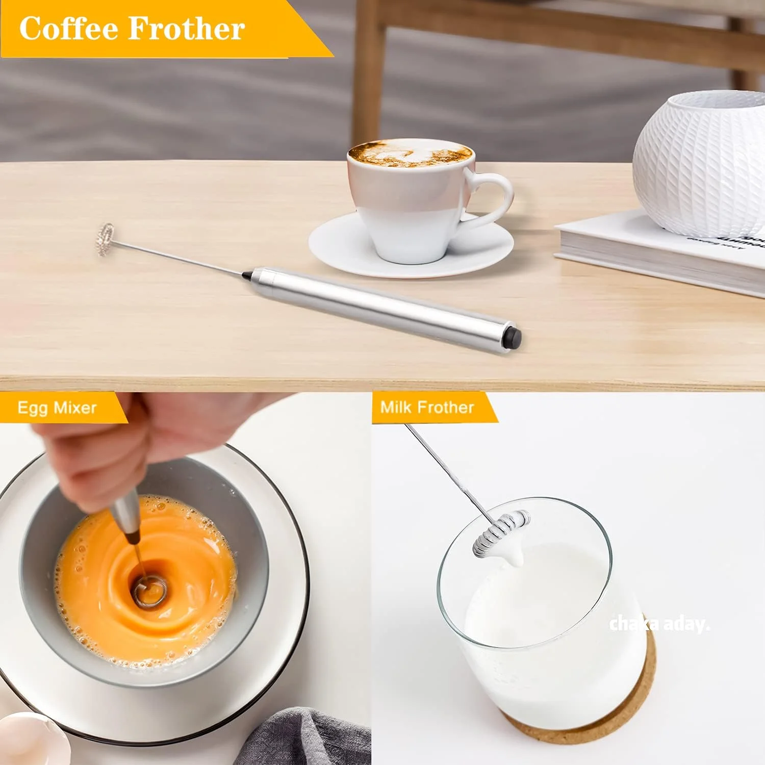 رغوة الحليب، خلاط قهوة مشروبات يعمل بالبطارية مع خفاقة من الفولاذ المقاوم للصدأ، صانع رغوة القهوة، رغوة لاتيه، كابتشينو،