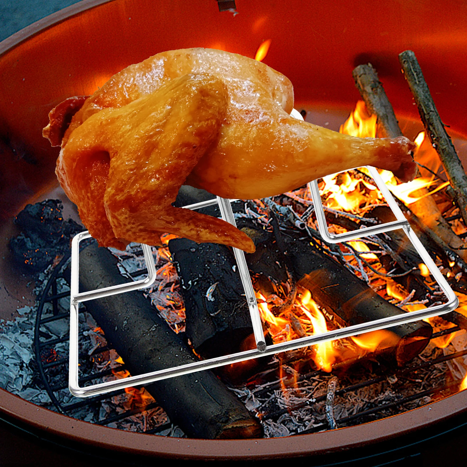 

Roasted Chicken Plate Tool Can Holder Grill Tools Roasting Stand Turkey Roaster Rack Square Pan