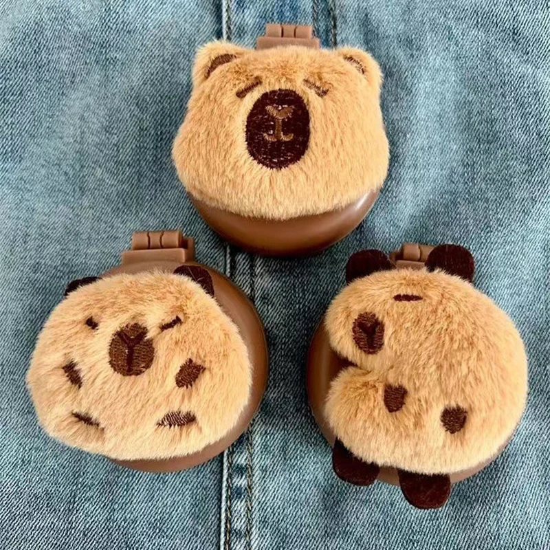 Pettine pieghevole per cuscino d'aria Capybara con specchio pettine portatile da viaggio per capibara spazzola per massaggio antistatica per donna strumento per lo Styling dei capelli