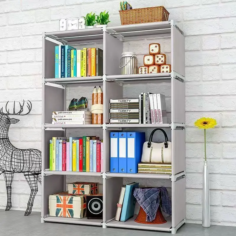 Simple Storage Locker Storage Rack Metal Multi-layer Easy Assembly Bookcase Living Room Cabinets Bookshelf
