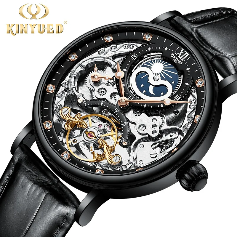 Tourbillon Automatic Winding Fashion Wrist Mechanical Wristwatch Watch For Men Man Skeleton Watches Machine Luxury Free Shipping