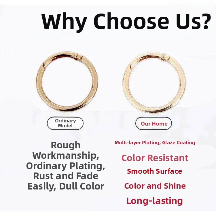 Metal Ring Buckle Crossbody Bag Doll Pendant Buckle round Card Buckle Fixator Thicker Open Circle Hanging Buckle
